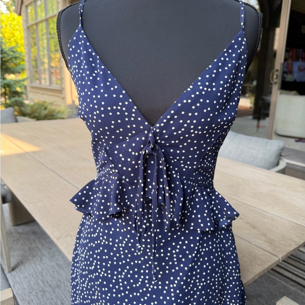 Women’s Navy Polka Dot Midi Dress